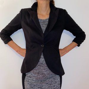 Black Blazer with Ruched Sleeves